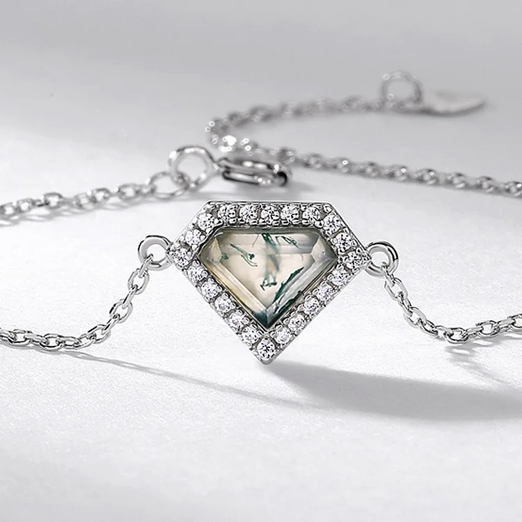 Most Popular Adjustable Zirconia Bracelets 925 Sterling Silver Green Moss Agate Natural Gemstone Bracelet for Women