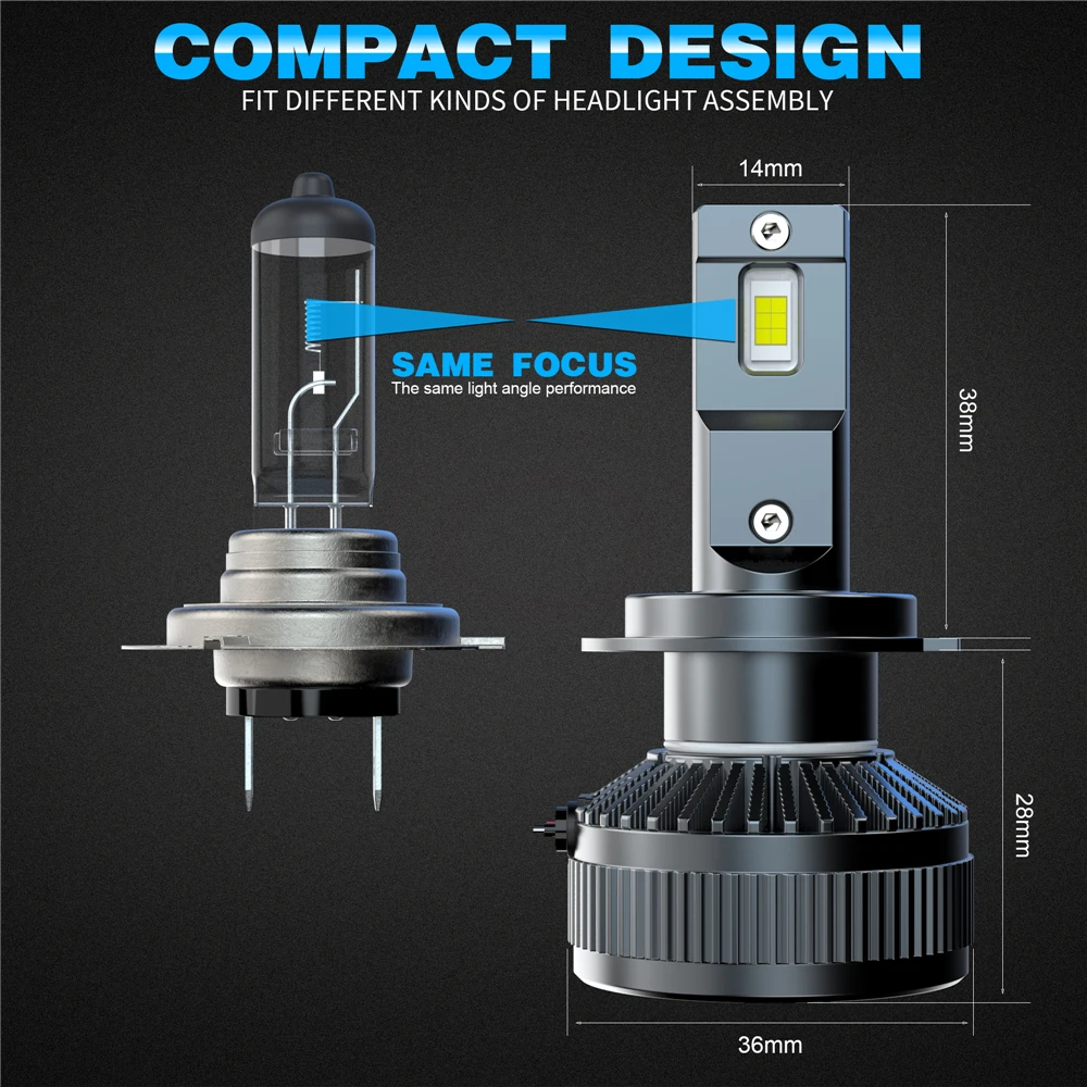 LED Car Front Headlights Bulbs 6000K Fog Lights H1 H7 H11 H3 H13 24V Driving 12V Aluminum High-Quality High Power 130W 12000Lm