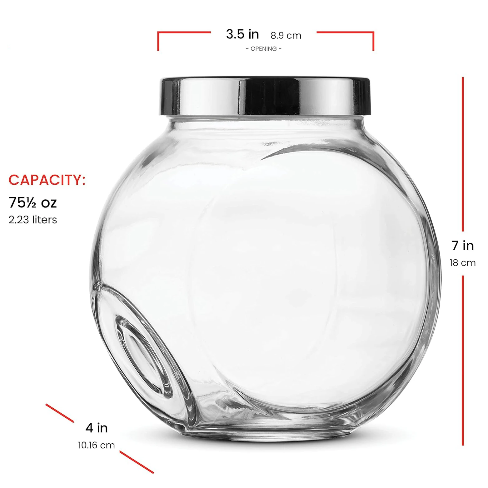 Glass Candy Cookie Jar With Plastic Airtight Seal Lid 2-Way Display Bulk-Food Storage Jar for Snacks