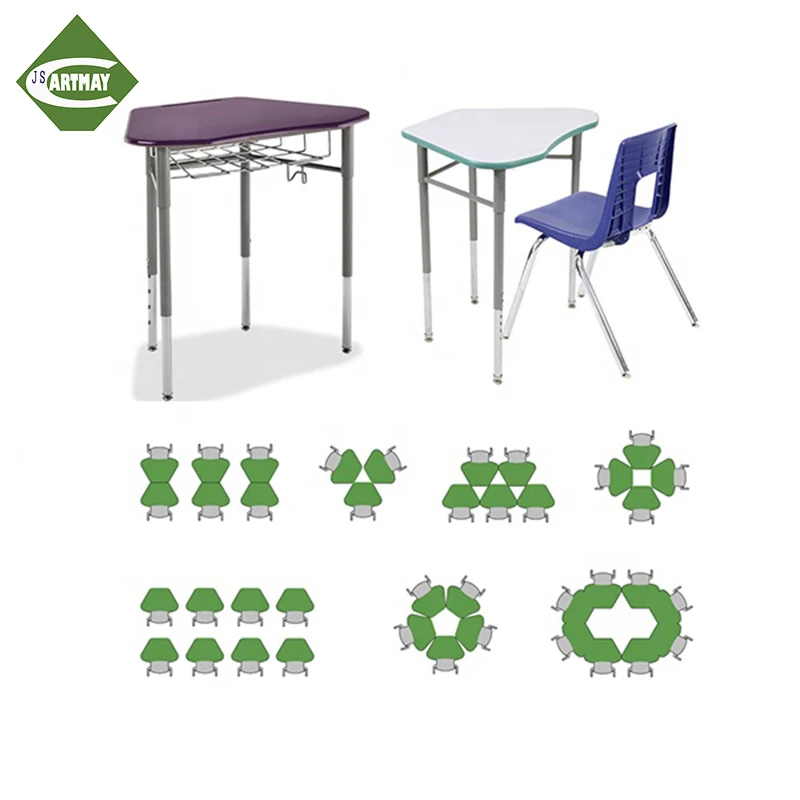 Ergonomic Comfortable School Furniture Combination Single Seater Tables Student Teacher Desks With Drawer For Sale
