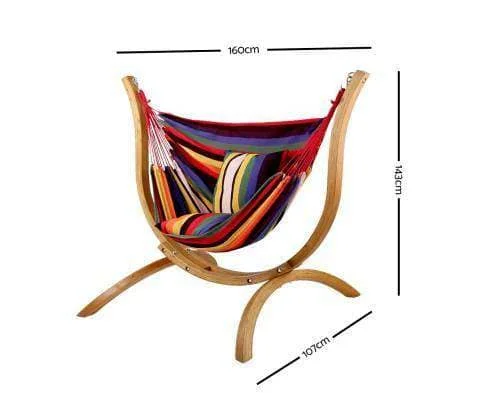 Wooden Hammock Chair Stand With Hanging Chair Up To 150KGS