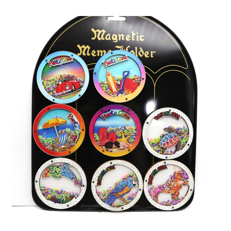 Factory customized logo beach souvenir mdf acrylic fridge magnet with beads