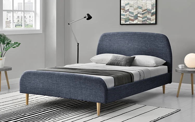 Willsoon 1196 Luxury Scandinavia Round Corner Modern Design Bedroom Furniture Linen Fabric LIT Bed