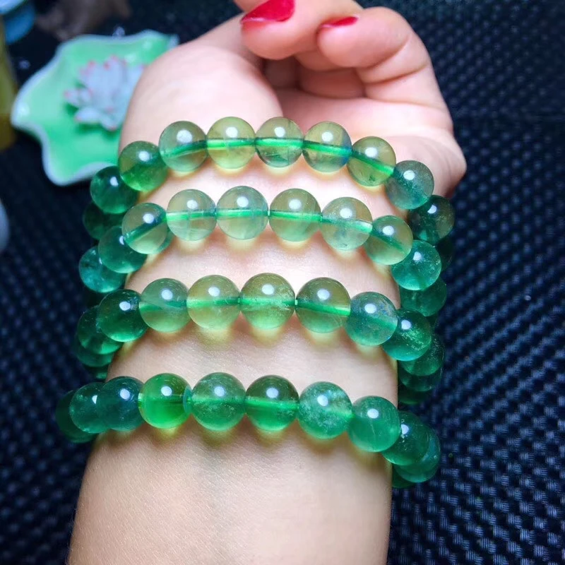 Wholesale natural crystal 8.5mm green fluorite bead Bracelet