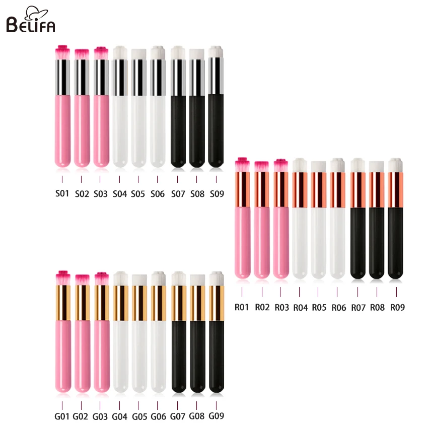 Wholesale private label lash shampoo foam cleanser reusable white rose gold wooden handle eyelash extension cleaning brush