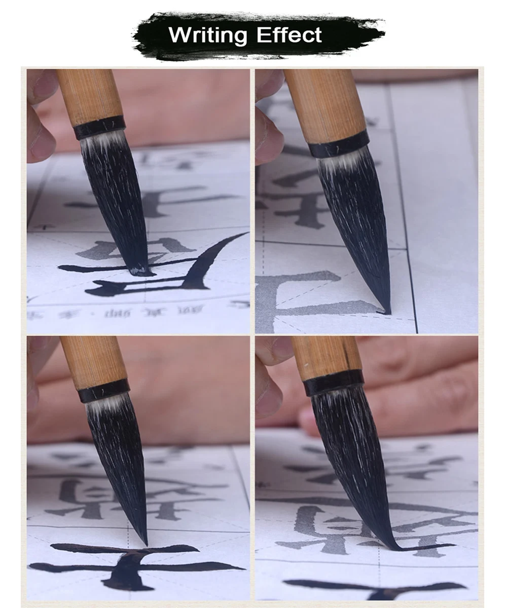 Tianjintang Handmade Traditional Chinese Calligraphy Mixed Hair Bamboo Brush Set for Practice Writing Ink Painting