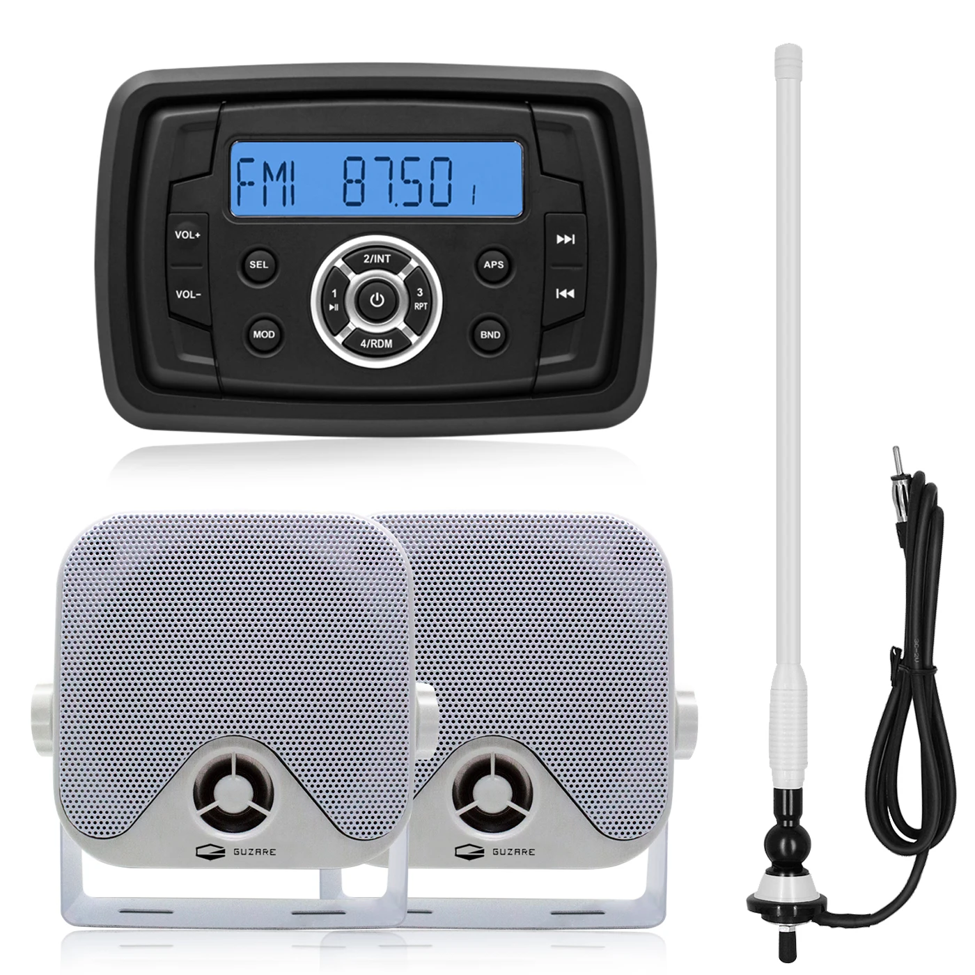 
Waterproof Marine Radio Bluetooth Stereo Digital Media Audio Player+ 4 inch Marine Speakers +FM AM Antenna For ATV UTV Golf Boat 