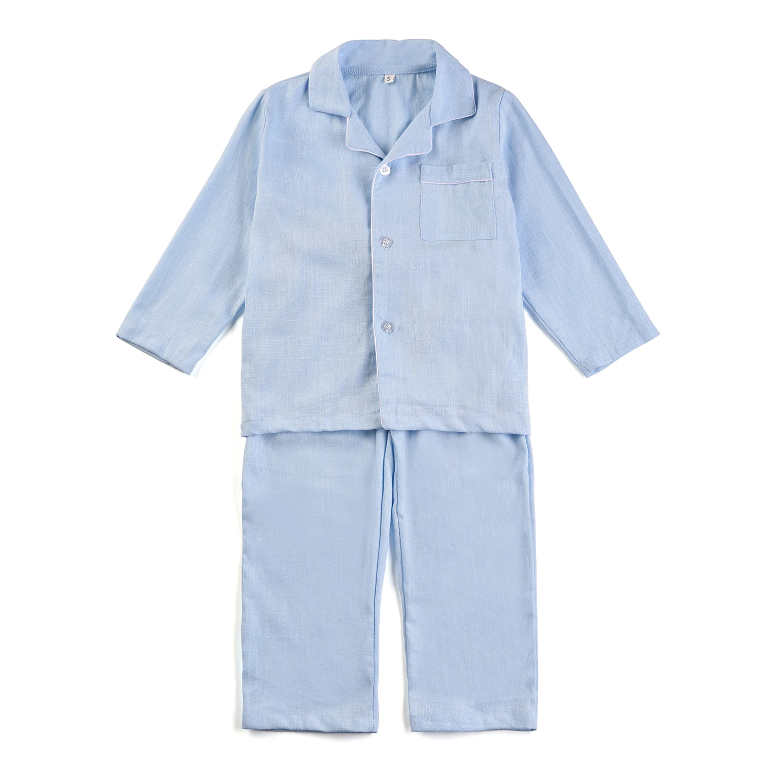 Wholesale Children Pyjamas Clothes Loungewear Set Girls Sleepwear Custom Logo Linen Cotton Kids Pajamas