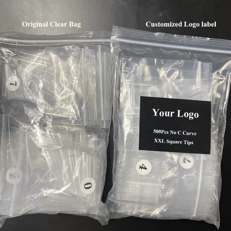 500Pcs Box No C Curve XXL Long Straight Traceless Nails Custom Logo Clear Extra Long XXL No C Curve Square Tips