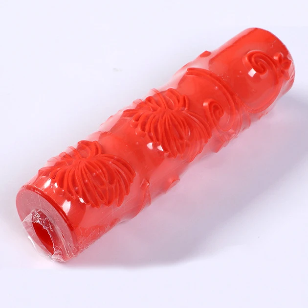 Wallpaper Home Room Decor Painting Red Plastic Handle Pattern Roller Brush