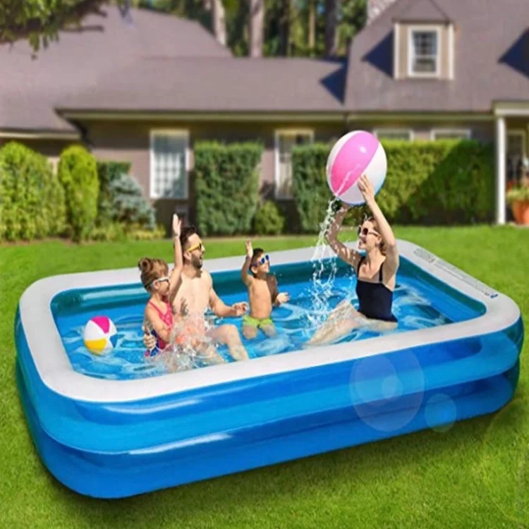 Factory Wholesale Rectangular 2 Ring Inflatable Swimming Pool PVC Pool for Kids and Adult Swimming Pool