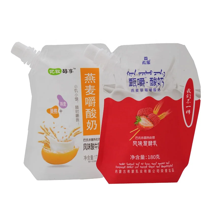 Liquid custom drink pouch beverage bag with spout drinks juice packing stand up bag pouch spout bag