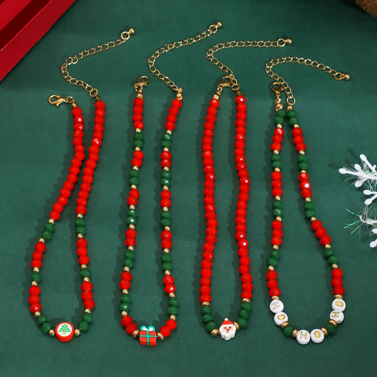 2024 Fashion New Christmas Tree Metal Necklace Set Santa Claus Gift Party Choker Necklace For Women Christmas Necklace Jewelry