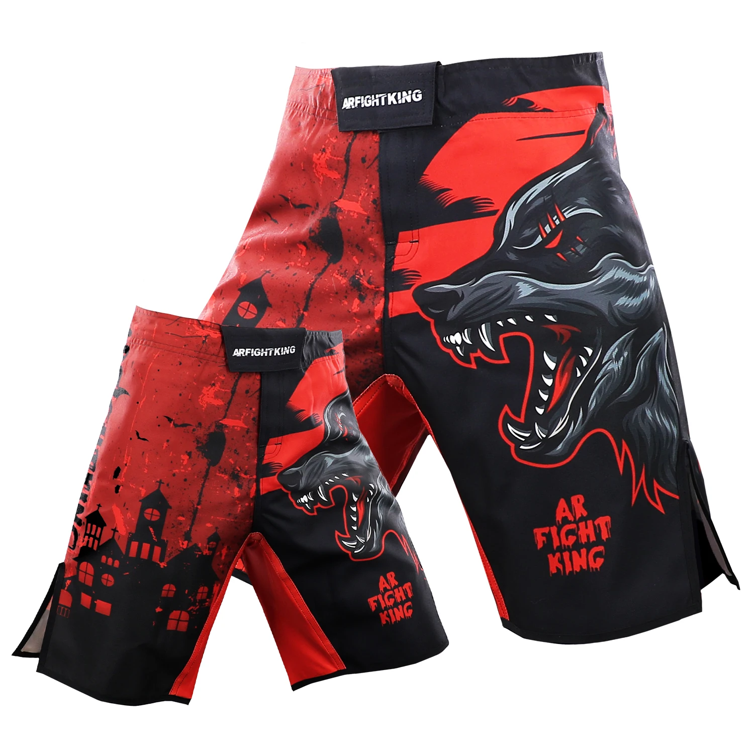 Wholesale Sublimation Printed Slits 100% Polyester Spandex Fabric For Women Bjj Fight Custom Mma Shorts