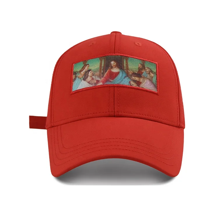 STOCK hot sale sublimation printed vintage baseball cap, custom logo red sports cap