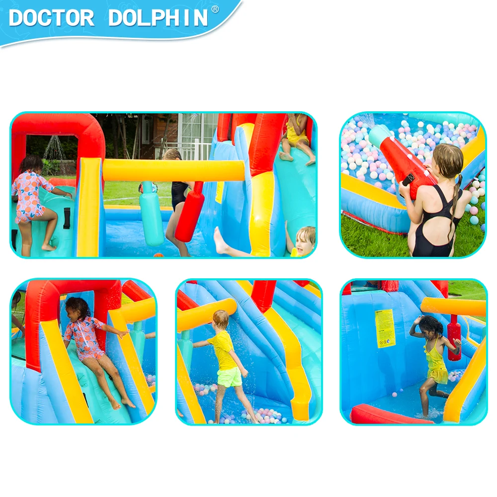 Doctor Dolphin Factory Hot Sale Large Double Slide Water Bouncy Castle for Kids