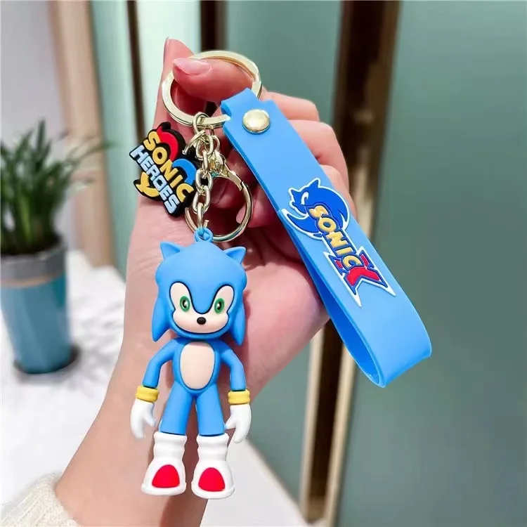 Creative Comic Soft Pvc Keyring Anime Character Key Chain Cute Cartoon 3D Figure Rubber Hedgehog Sonic Keychain
