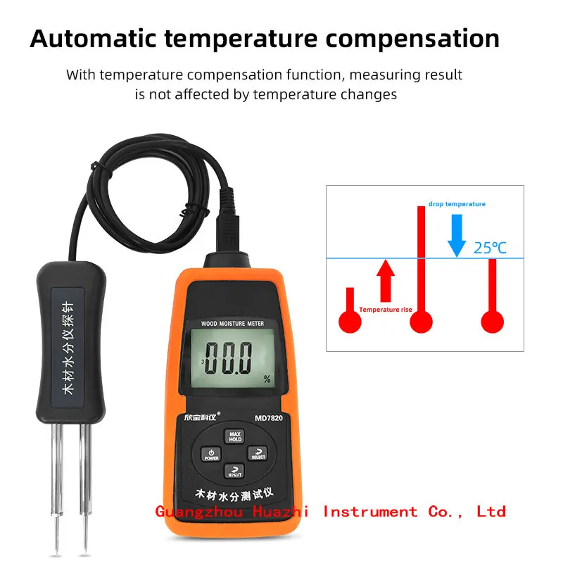 Long needle wood moisture tester MD7820 wood moisture meter plank of wood Portable Hygrometer