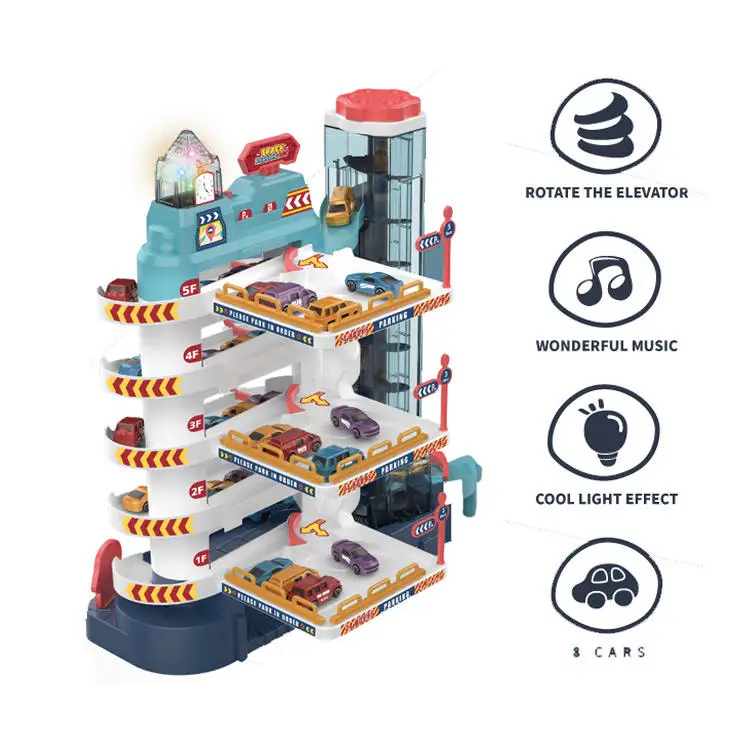 Large Size Park Building Toys CITY Kids Car Parking Lot Toy Set With 32 Cars