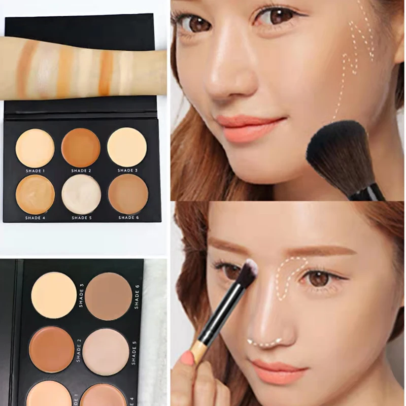Cosmetic Private Label For Custom Face Retouching Contouring Powder 6 Colors Contour Palette Highlight Make Up Palette