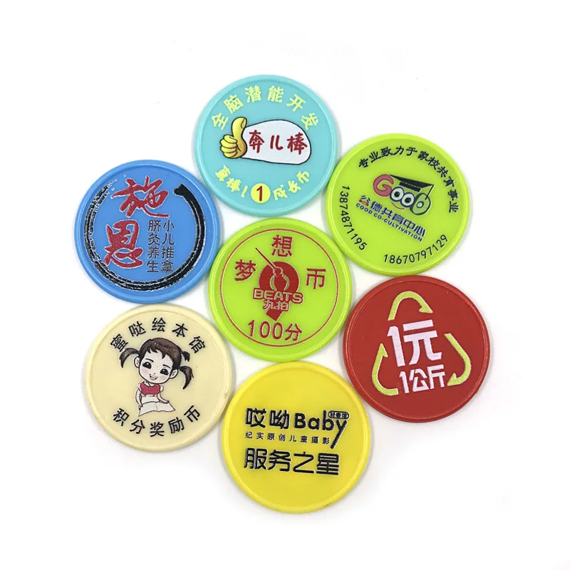 New Custom Eco-Friendly Plastic Game Token Coin Colorful Stamping Souvenir plastic game tokens