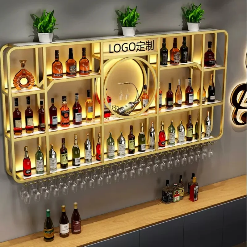 Modern Bar Furniture Factory Customize Hot Sell Metal Wall Wine Rack for Bars Restaurants