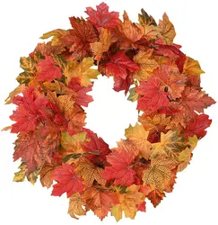 Autumn Wreath Christmas Decoration Thanksgiving Garland Window Restaurant Home Maple Leaf Decoration Wreath Door