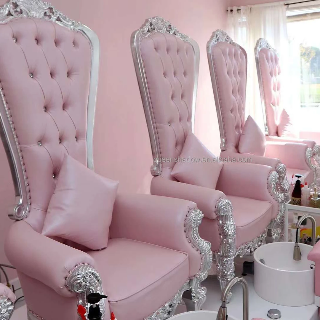 Modern Foot spa salon manicure table and pink pedicure chair for sale