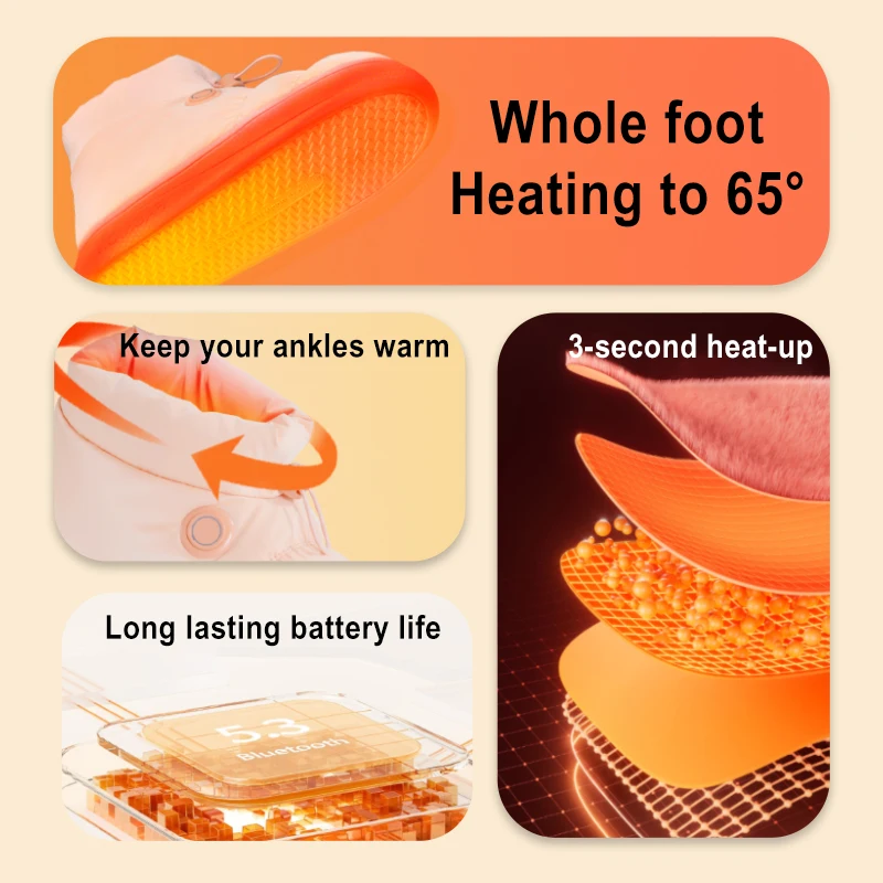 Foot Warmer Rechargeable Heating Foot Warmer Shoes Winter Snow Heated Shoes