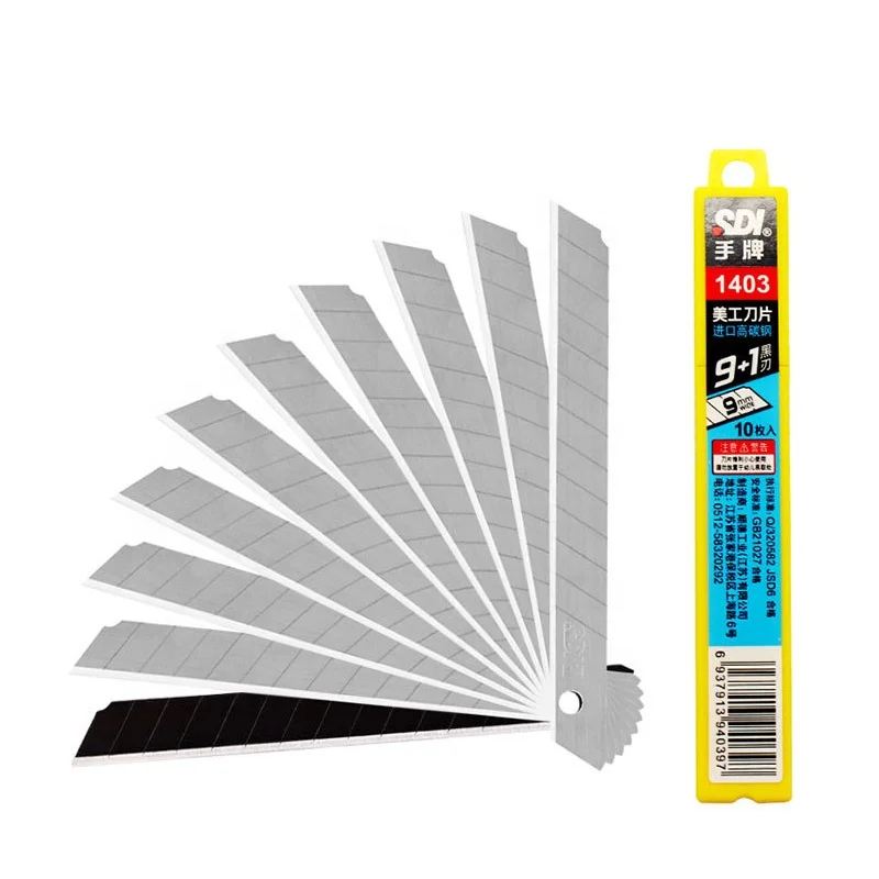 SDI 9mm Hand Blade 1403 High Carbon Steel Art Blade with 60-Degree Angle Small Size for Paper Cutting Utility Knife Category