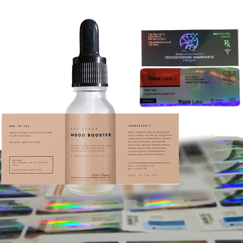 Wholesale customized quality printing waterproof dropper bottle label with quick sampling