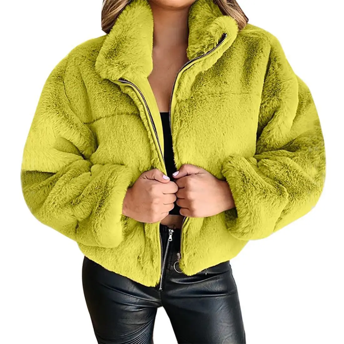 Spring Autumn Winter Plus Size Plush Jacket Coat Women Soft Faux Fur Coats Fashion Short Thick Coats for Ladies