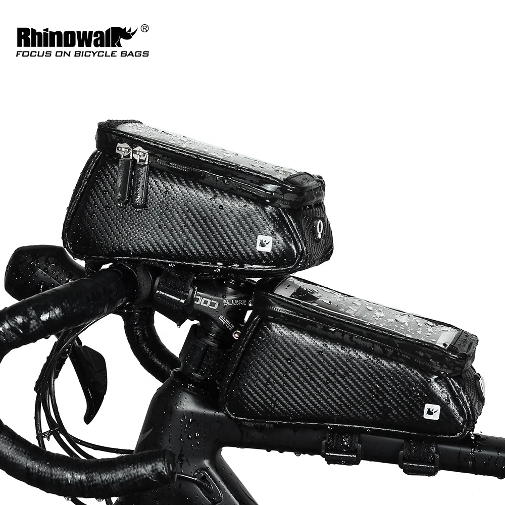 Bike Phone Bag, Rhinowalk Cycling Waterproof Front Frame Bike Storage Bag with Touch Screen