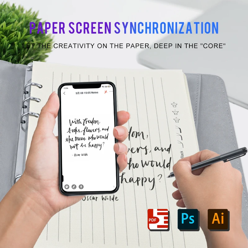 Smart Digital Cloud Based Journal MP4 Video Note Book with Power Bank and USB Gift Password Fingerprint Lock Planner Notebook