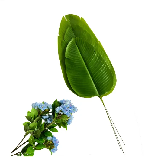 Wholesale Artificial Latex Real Touch Green Banana Palm Plants Plastic Grass and Flower Wreath for Home Indoor Decoration