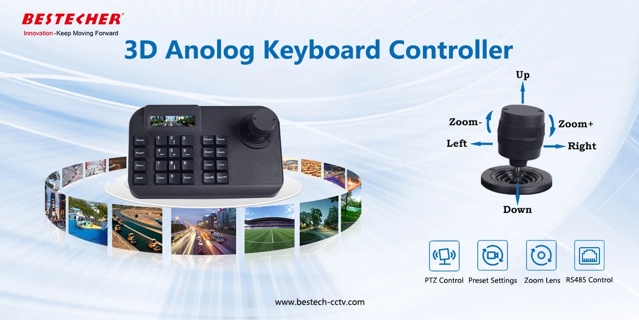 Bestech 3D Analog Camera PTZ DVR Joystick Keyboard Controller For Analog AHD Camera