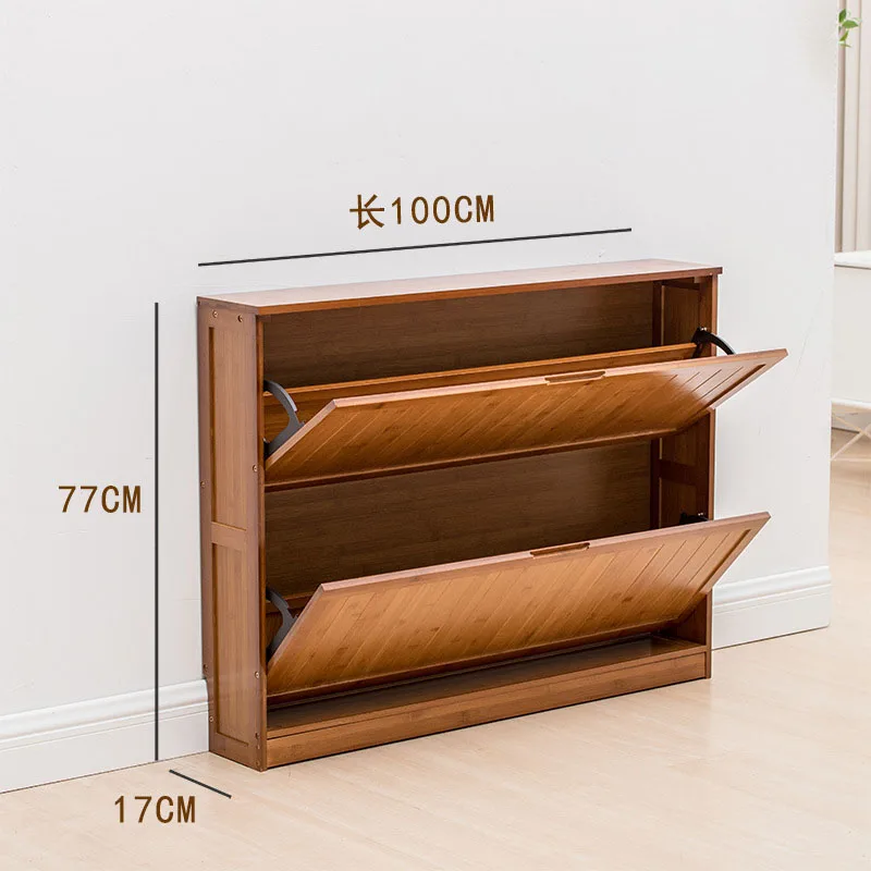 Retro wooden shoe cabinet simple style family door dustproof shoe rack flip shoe cabinet