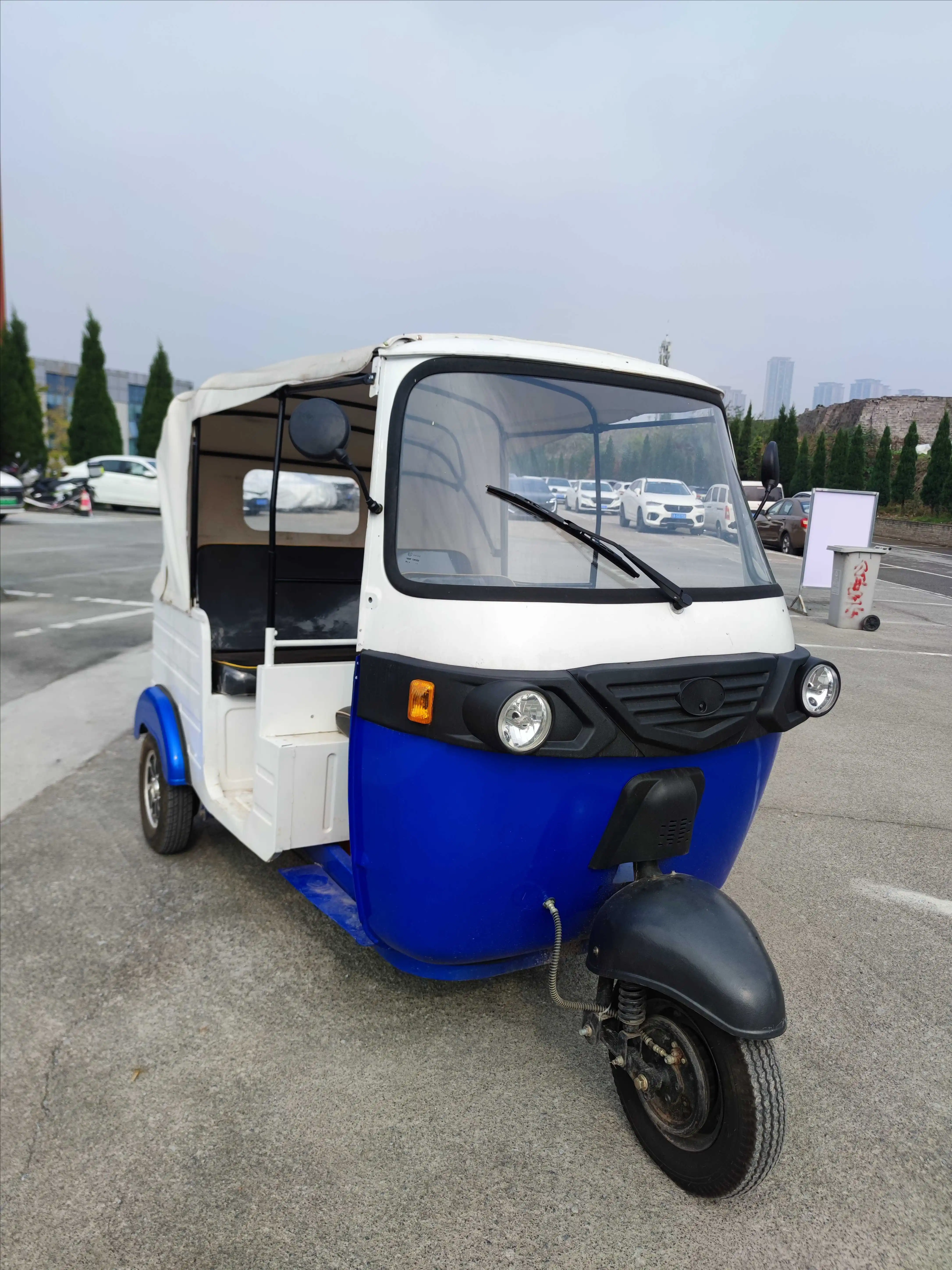 Bajaj High-Speed Adult Passenger Rickshaw Electric Reverse Trike Motorcycle 60v Cabin Motor Taxi Closed EEC Cheap Electric