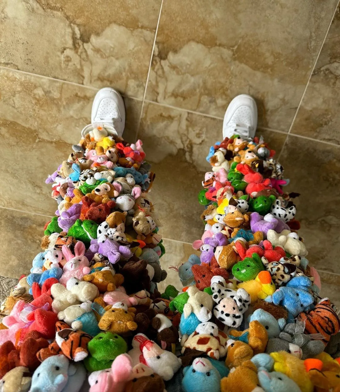 ZhuoYang Garment Custom High Quality Stuffed animal pants wholesale design of street patch work bootcut jeans for men