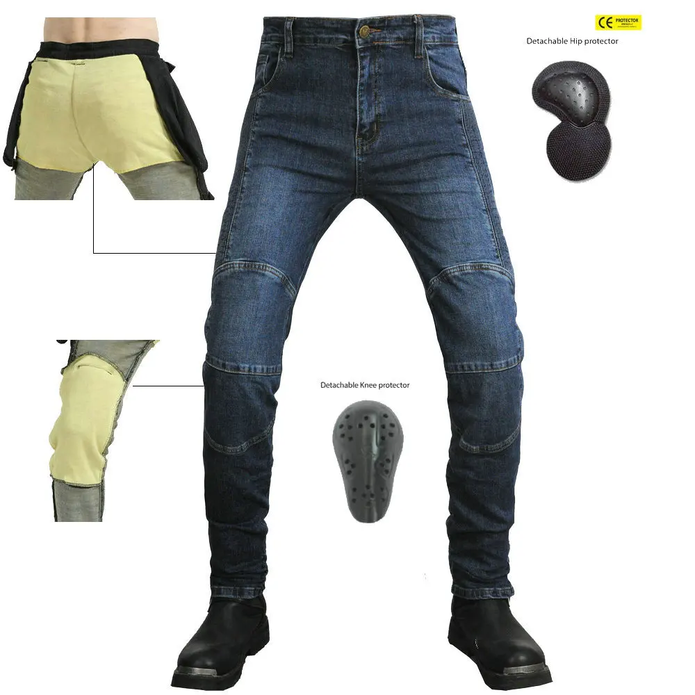 Новый Kevlar анти слезоточивый Защитный Высокий стрейч мотоциклетные брюки для езды мужчин