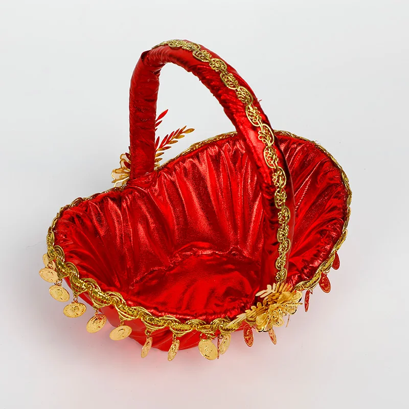 Romantic Wedding Day  Decorate Gold Accessories Flower Basket Girl Married Flower Basket
