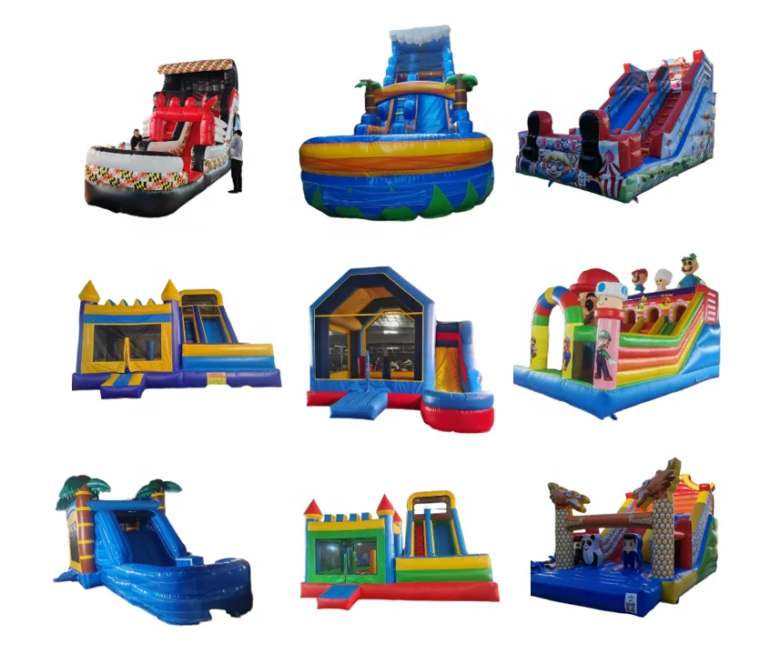 Top sales pvc commercial outdoor large inflatable toys accessories dry wet slides bouncer castle complex games for sales