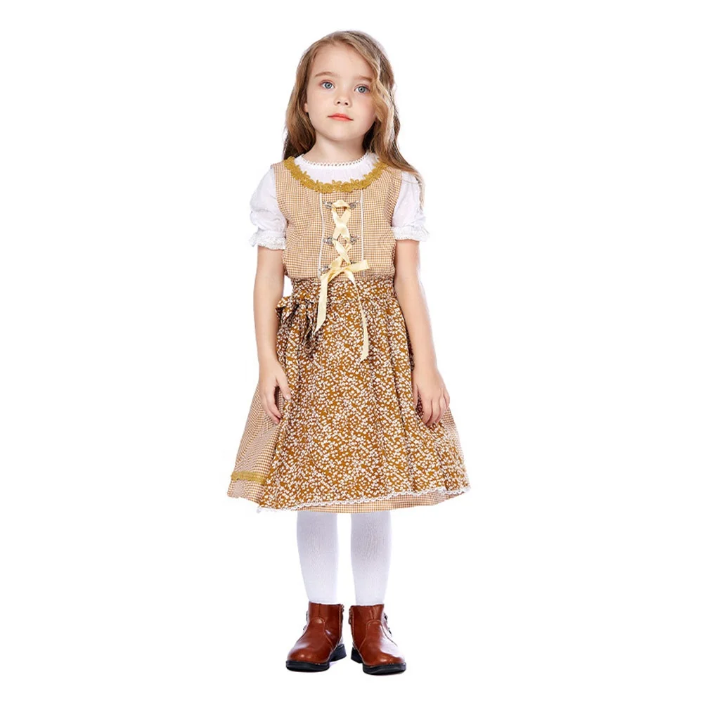 Oktoberfest Beer Kid Girls Costume Traditional German Fraulein Bavarian Dirndl Dress 3 Piece Child Gretel Dress Girls Oktoberfes