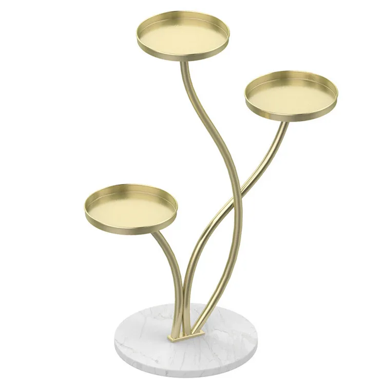 Metal Flower Plant Shelf 3 Pots Holder Wedding Party Decorative Green Plants Stand Flower Display Rack