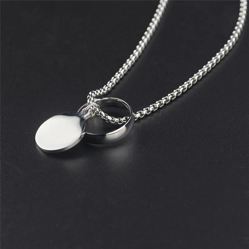  Custom engravable Disc &Ring Hip Hop Necklace Us Vendor Chains Stainless Steel
