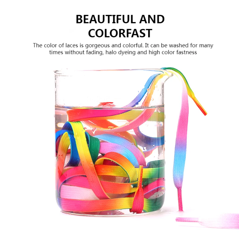 Flat Rainbow Color Shoe Laces Casual Canvas Shoes Colorful Shoelace Print Gradient Sneaker Laces Kids Adult Unisex Shoelaces