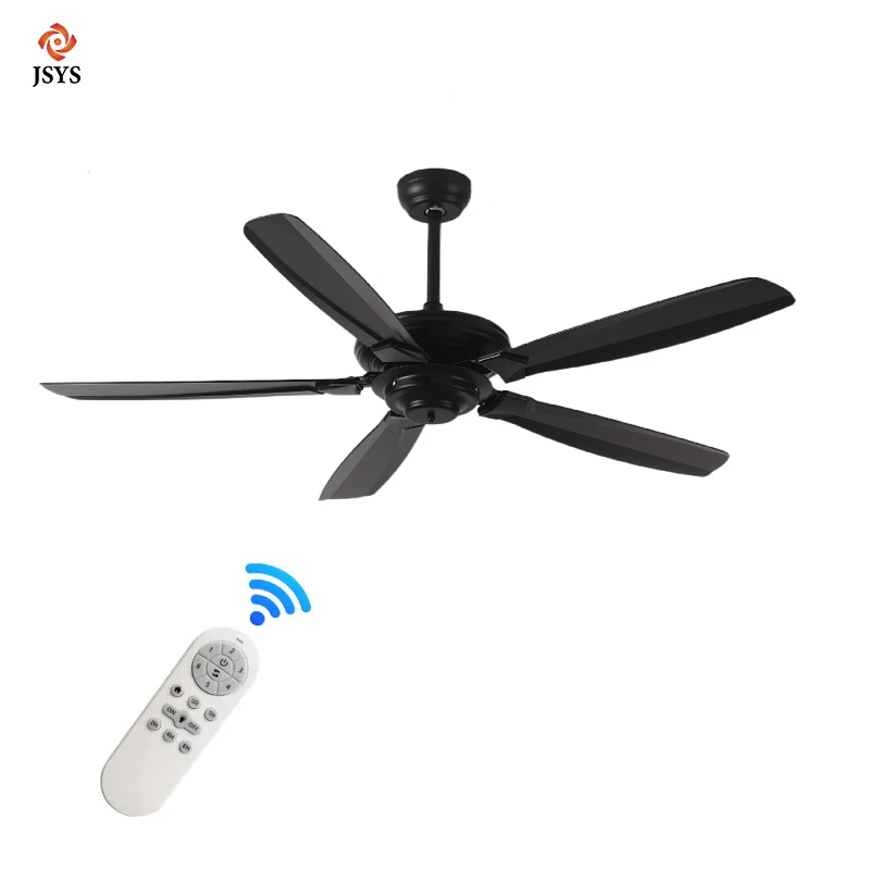 indoor 52 inches ceiling fan manufactures in China intelligent remote control black ceiling fan