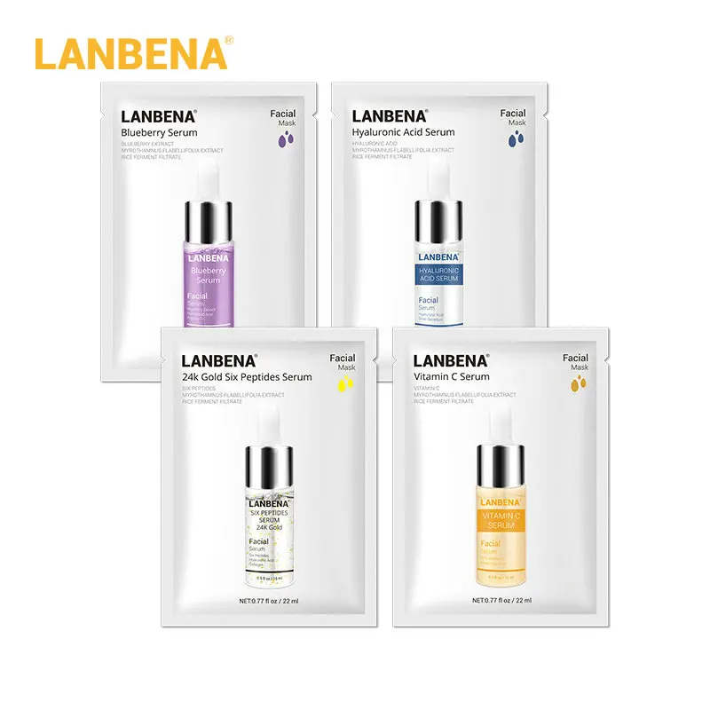 Lanbena skincare collagen crystal spa 24k gold whitening hydrating and moisturizing facial face mask sheet
