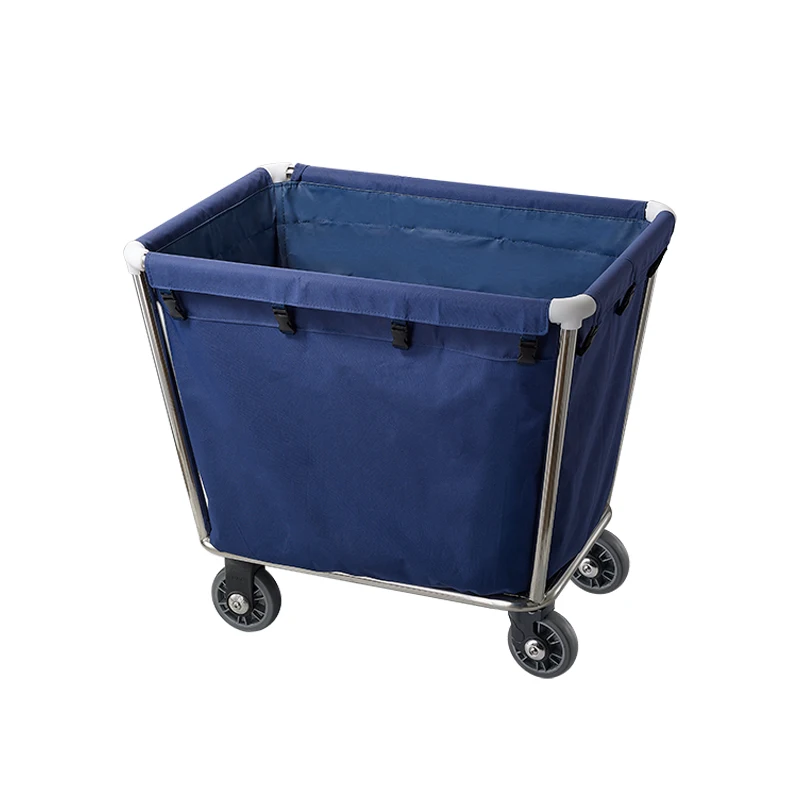 O-cleaning Commercial Stainless Steel Room Service Utility Cart Hotel Housekeeping Laundry Hamper Trolley for Dirty Clothes