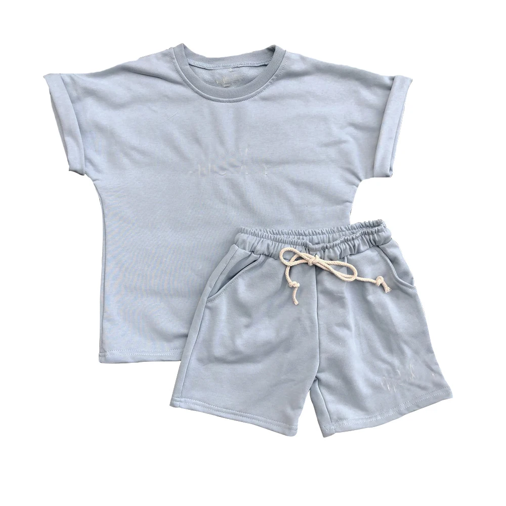 Casual Summer Sweater Baby Boys Clothes Set French Terry Tee Shirts With Short Outfit Kids Clothing Set